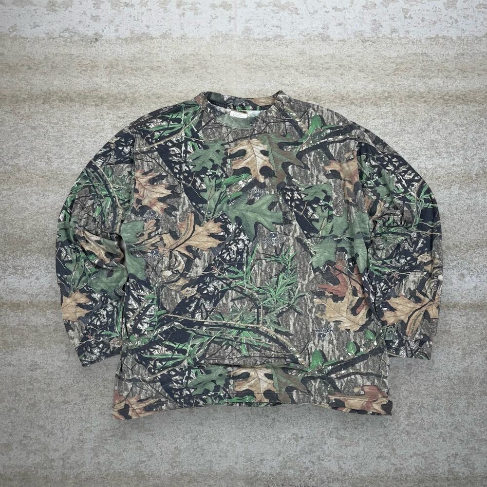 Vintage 90s Mossy Oak Camo Shirt Mens 2XL Cotton Long Sleeve Fieldstaff
